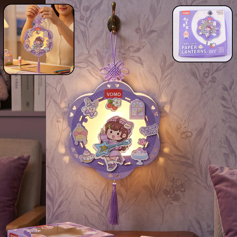 Diy Traditional Lanterns Handmade Cartoon Paper Lanterns Antique Portable Lantern Hollow-out Projection Luminescent Led Lamp Diy Hanging Paper Lanterns For Festival Party Decor - 17507