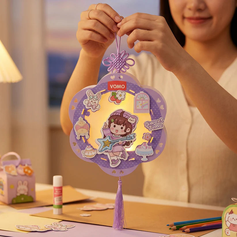 Diy Traditional Lanterns Handmade Cartoon Paper Lanterns Antique Portable Lantern Hollow-out Projection Luminescent Led Lamp Diy Hanging Paper Lanterns For Festival Party Decor - 17507