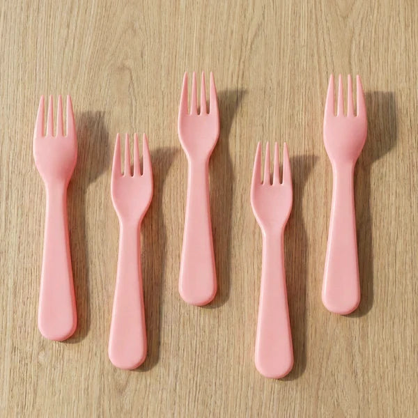 Plastic Fork Spoon Set-Fruit Fork Spoon Set -Baby Fork Spoon-Vegetable Fork Spoon-Plastic Salad Spoon-Dessert Spoon (5pc Set) - 5968