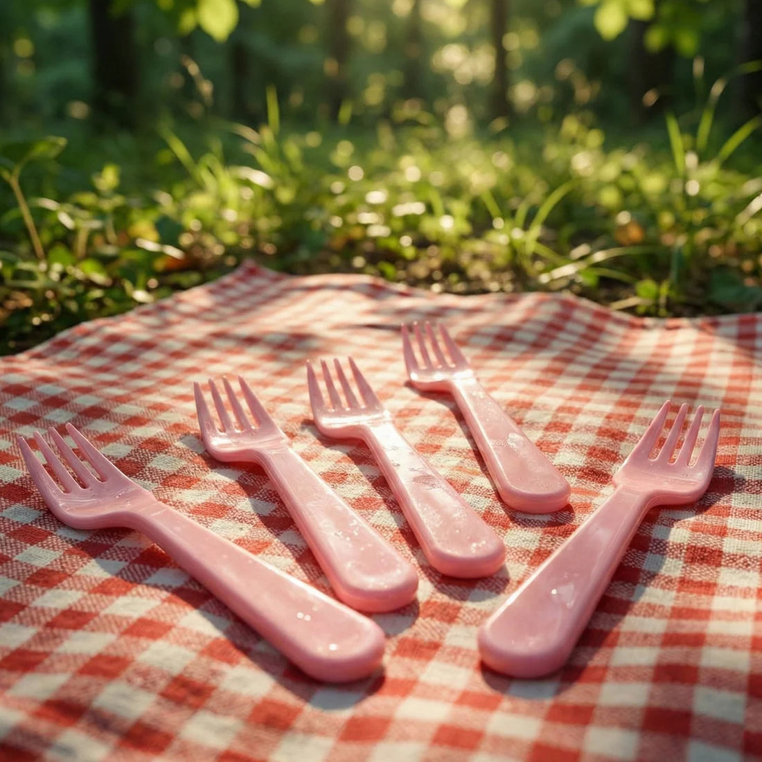 Plastic Fork Spoon Set-Fruit Fork Spoon Set -Baby Fork Spoon-Vegetable Fork Spoon-Plastic Salad Spoon-Dessert Spoon (5pc Set) - 5968