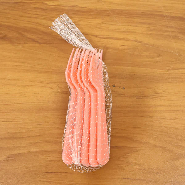 Plastic Fork Spoon Set-Fruit Fork Spoon Set -Baby Fork Spoon-Vegetable Fork Spoon-Plastic Salad Spoon-Dessert Spoon (5pc Set) - 5968