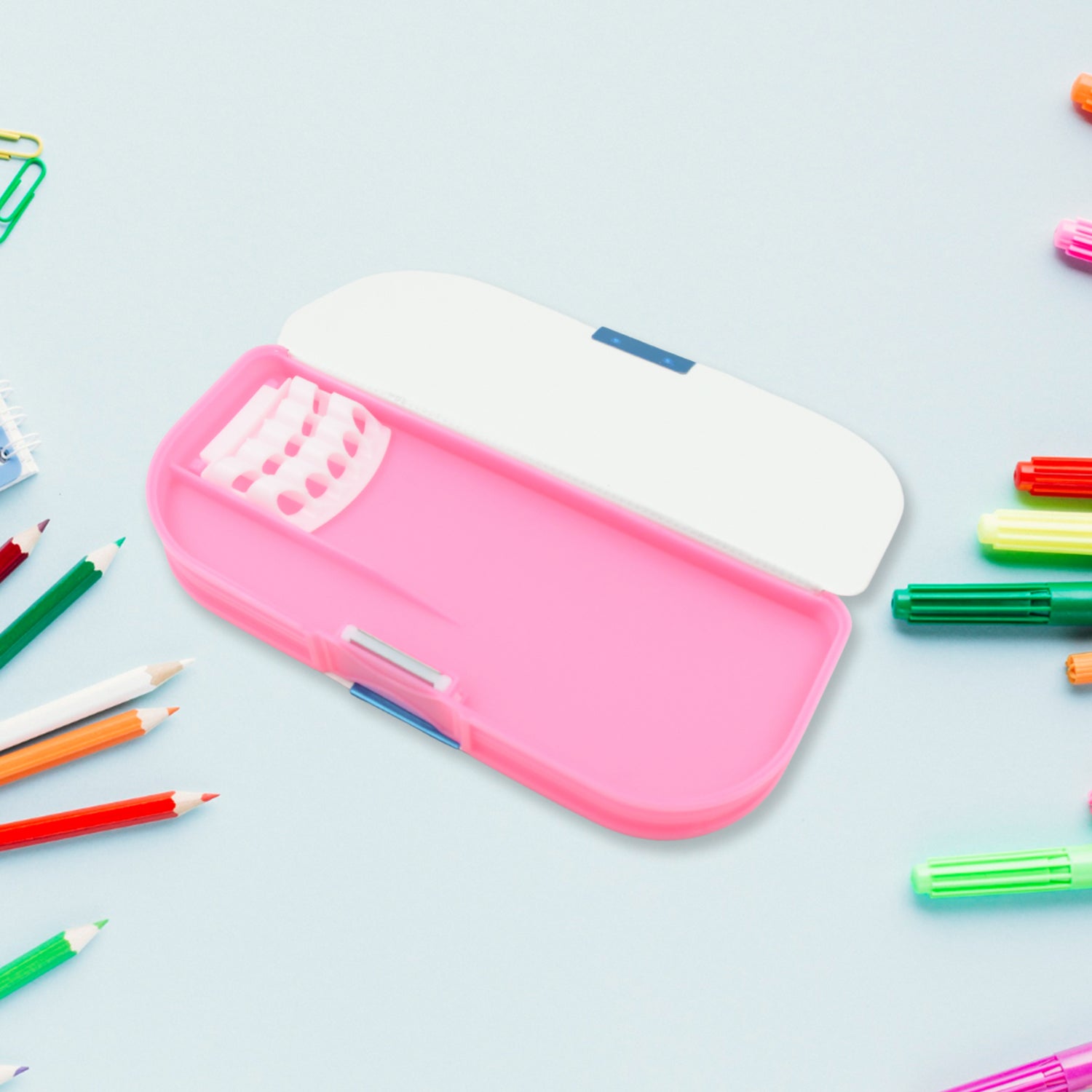 4256 Multipurpose Compass Box Pencil Box With 2 Compartments For School Cartoon Printed Pencil Case For Kids Birthday Gift For Girls  Boys Cartoon Printed Pencil Case For Kids (Mix Color 1 Pc)