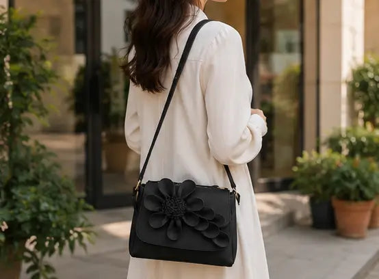 Women's PU Leather Sling Bag – Stylish Crossbody Shoulder Bag with 2 Compartments for Daily Use