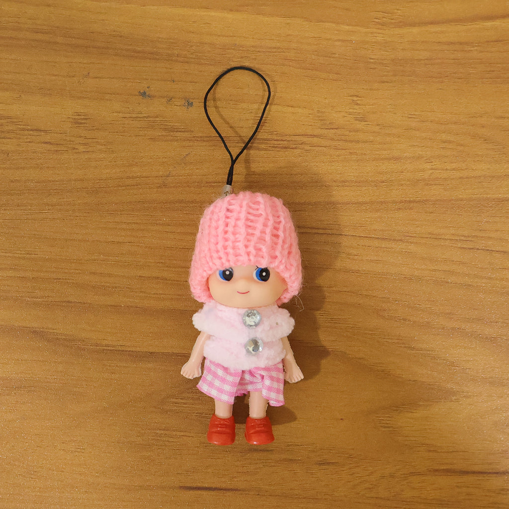 Cute Mini Doll Keychain Soft Knitted Cap Girl Charm Keyring (1 Pc  Mix Color)