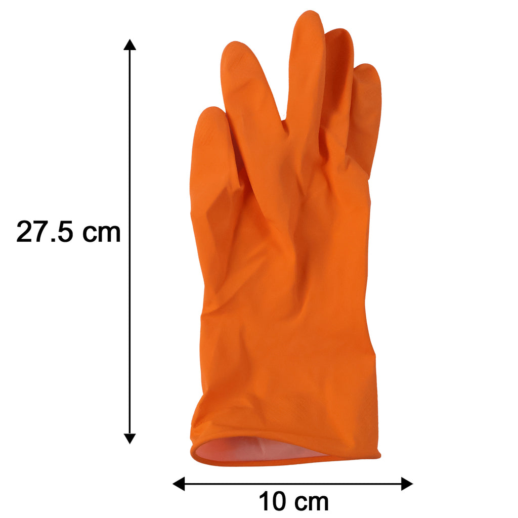 Large Victor Orange Cleaning Rubber Gloves Reusable Kitchen Dishwash (1 Pair)
