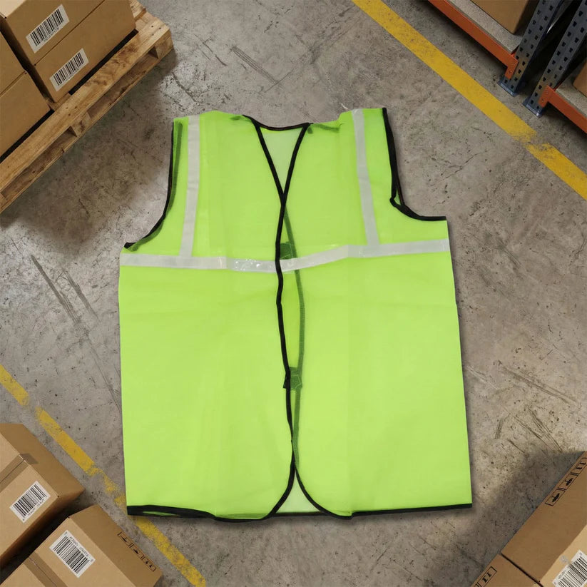 Green Safety Jacket For Having Protection Against Accidents Usually In Construction Areas. - 7437