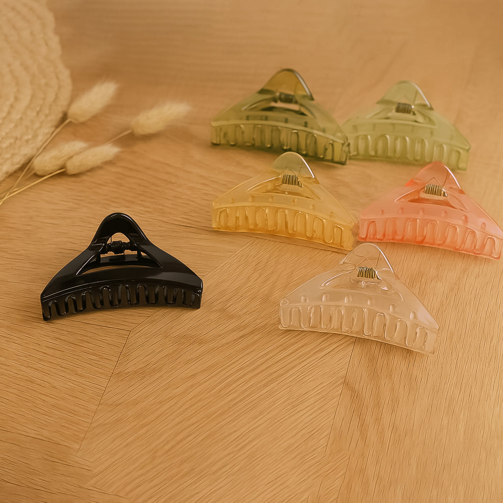 Triangle Shape Mix Color Plastic Hair Claw Clip  12 Pc Durable Grip For Women And Girls