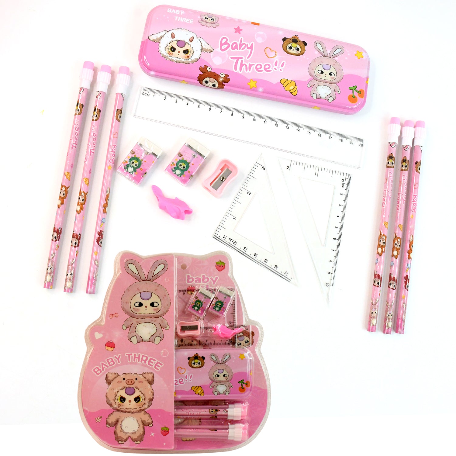 Cartoon Stationery Gift Set For Kids (14 Pc)