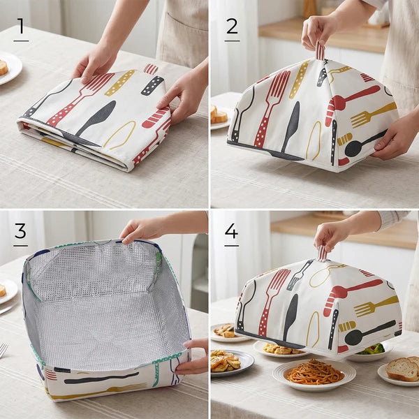 Foldable Food Covers Anti-dust Heat Preservation Anti Fly Mosquito Kitchen Lid Foldable Cover For Hot Food Food Dish Insulation Cover Food Warmer Cover For Kitchen Picnic - 5864