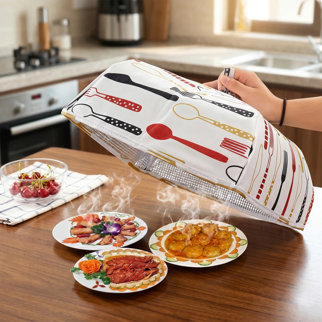Foldable Food Covers Anti-dust Heat Preservation Anti Fly Mosquito Kitchen Lid Foldable Cover For Hot Food Food Dish Insulation Cover Food Warmer Cover For Kitchen Picnic - 5864