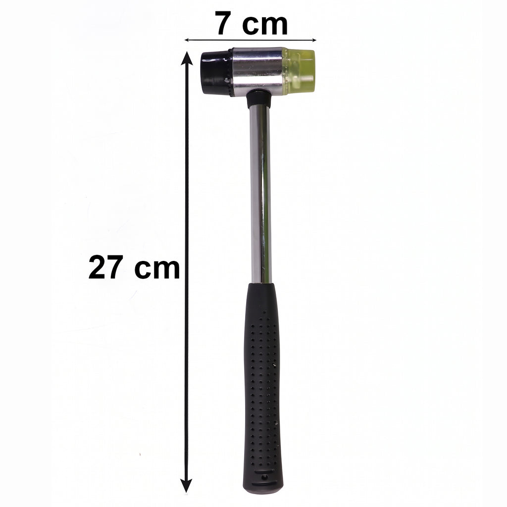 Double Head Rubber Hammer Soft Mallet With Steel Handle Non Slip Grip (1 Pc)