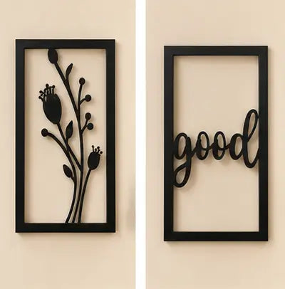 Wooden Wall Decor Set (Pack of 6) | Modern MDF Wall Hanging Art for Living Room, Bedroom & Home Decoration