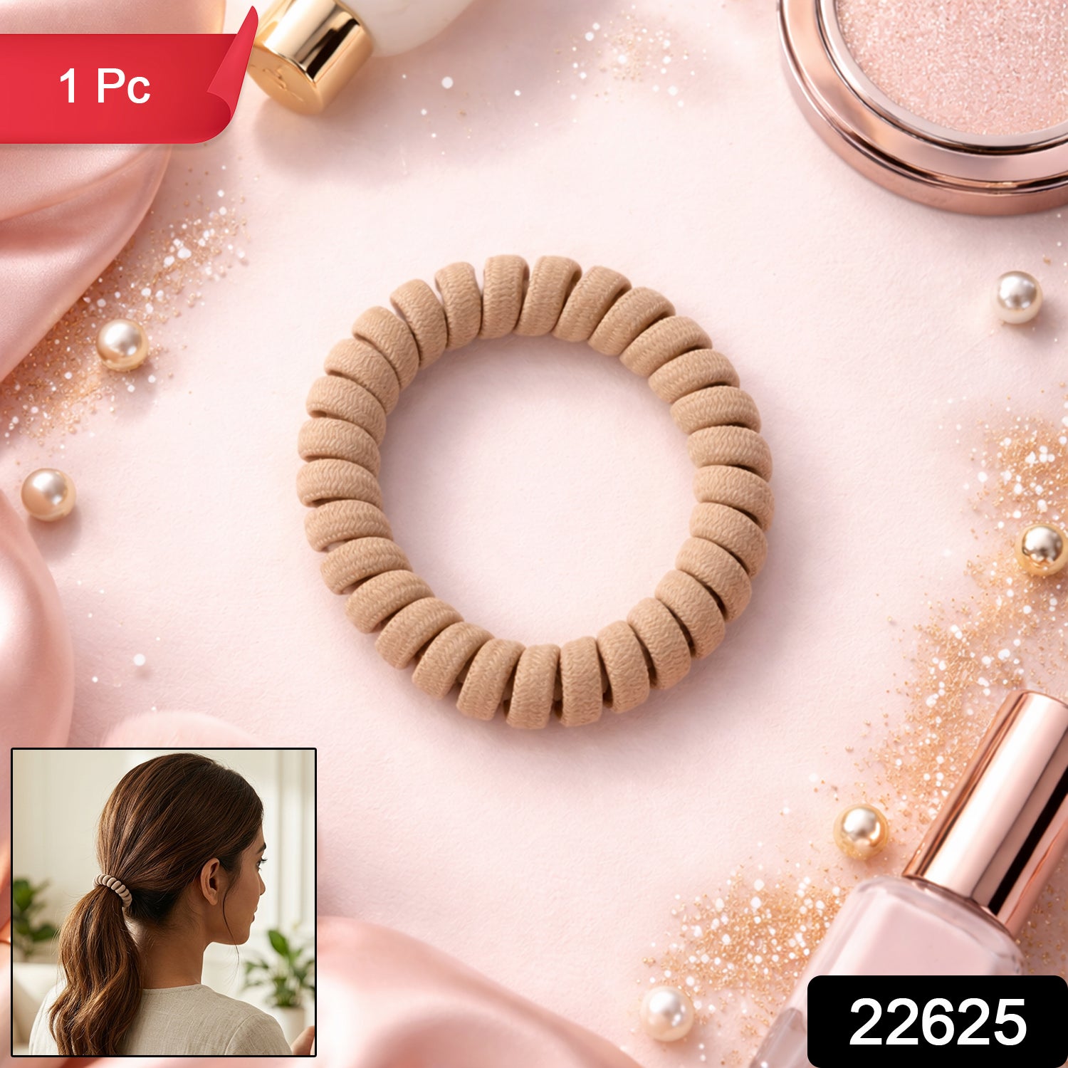 Soft Stretchable Telephone Wire Style Hair Bands Set (1 Pc)