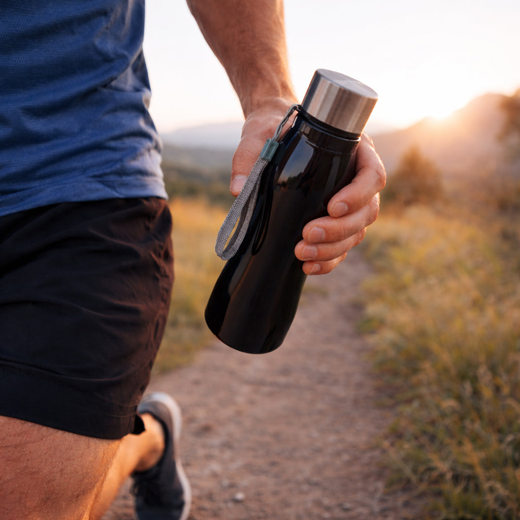 Stainless Steel Water Bottle With Carry Strap 600 Ml