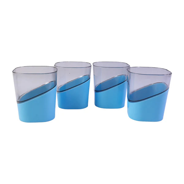 Prexo Stylish Grip Base Plastic Selo Glass (4 Pc Set 300 Ml Each)