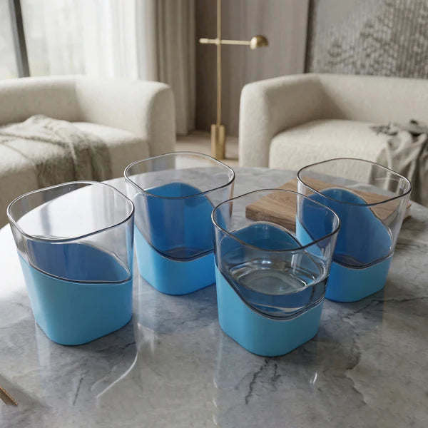 Prexo Stylish Grip Base Plastic Selo Glass (4 Pc Set 300 Ml Each)