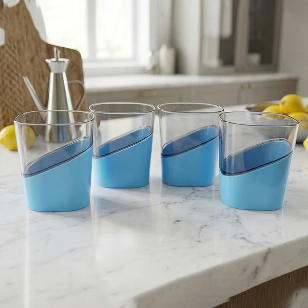 Prexo Stylish Grip Base Plastic Selo Glass (4 Pc Set 300 Ml Each)