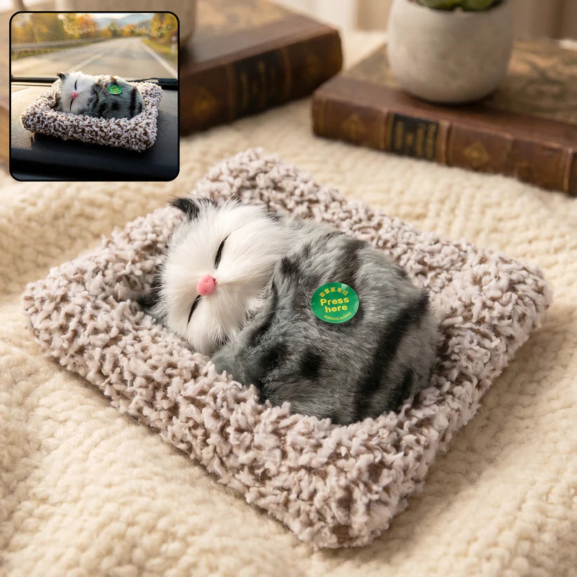 Soft Plush Cute Open-eye Cat Car Dashboard Showpiece Toy (1 Pc)