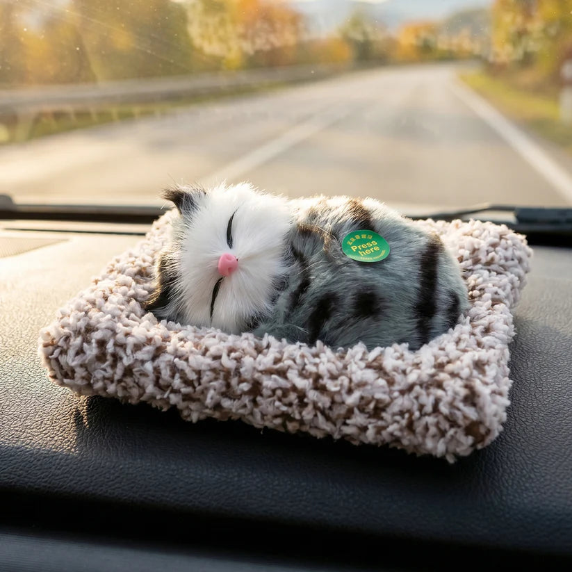 Soft Plush Cute Open-eye Cat Car Dashboard Showpiece Toy (1 Pc)