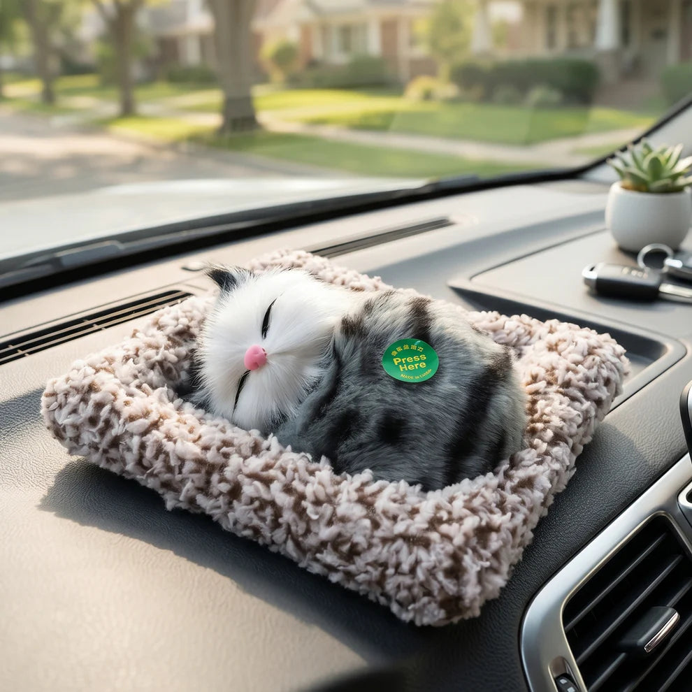 Soft Plush Cute Open-eye Cat Car Dashboard Showpiece Toy (1 Pc)