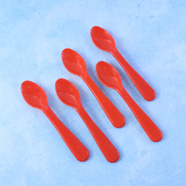 Food Plastic Spoon Set Plastic Table Spoon Set Plastic Tea Spoon Coffee With Abs Plastic Heat-resistant Spoon (5 Pc Set ) - 5349