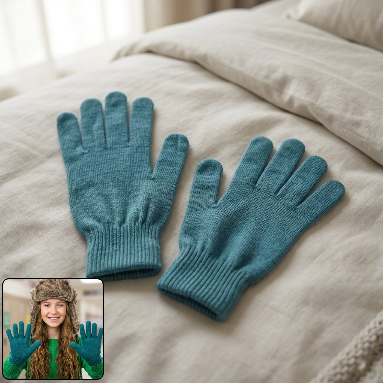 Warm Winter Knitted Gloves For Men Women Soft Stretchable (1 Pair)