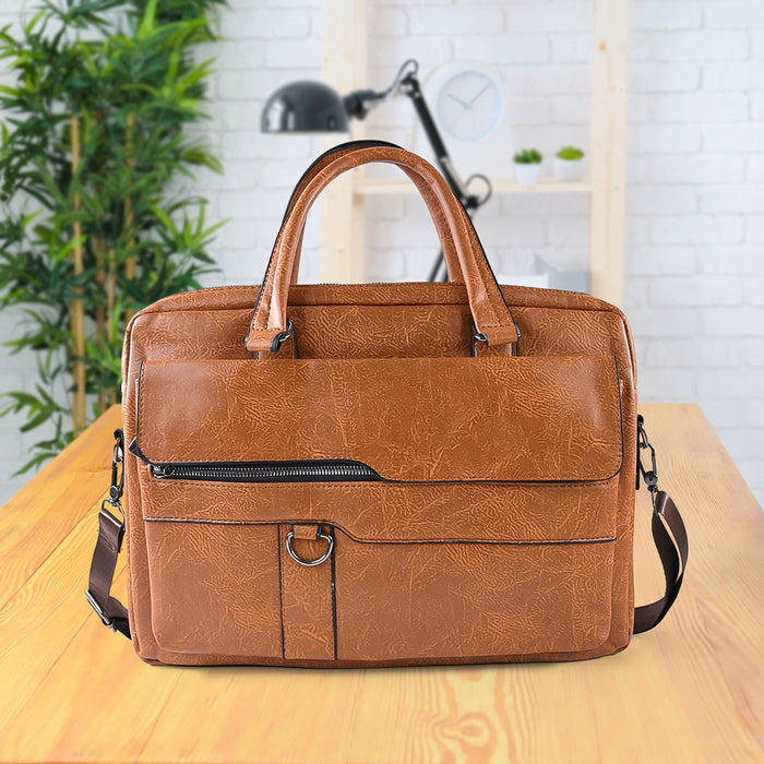 Faux Leather Messenger Bag with Shoulder Strap