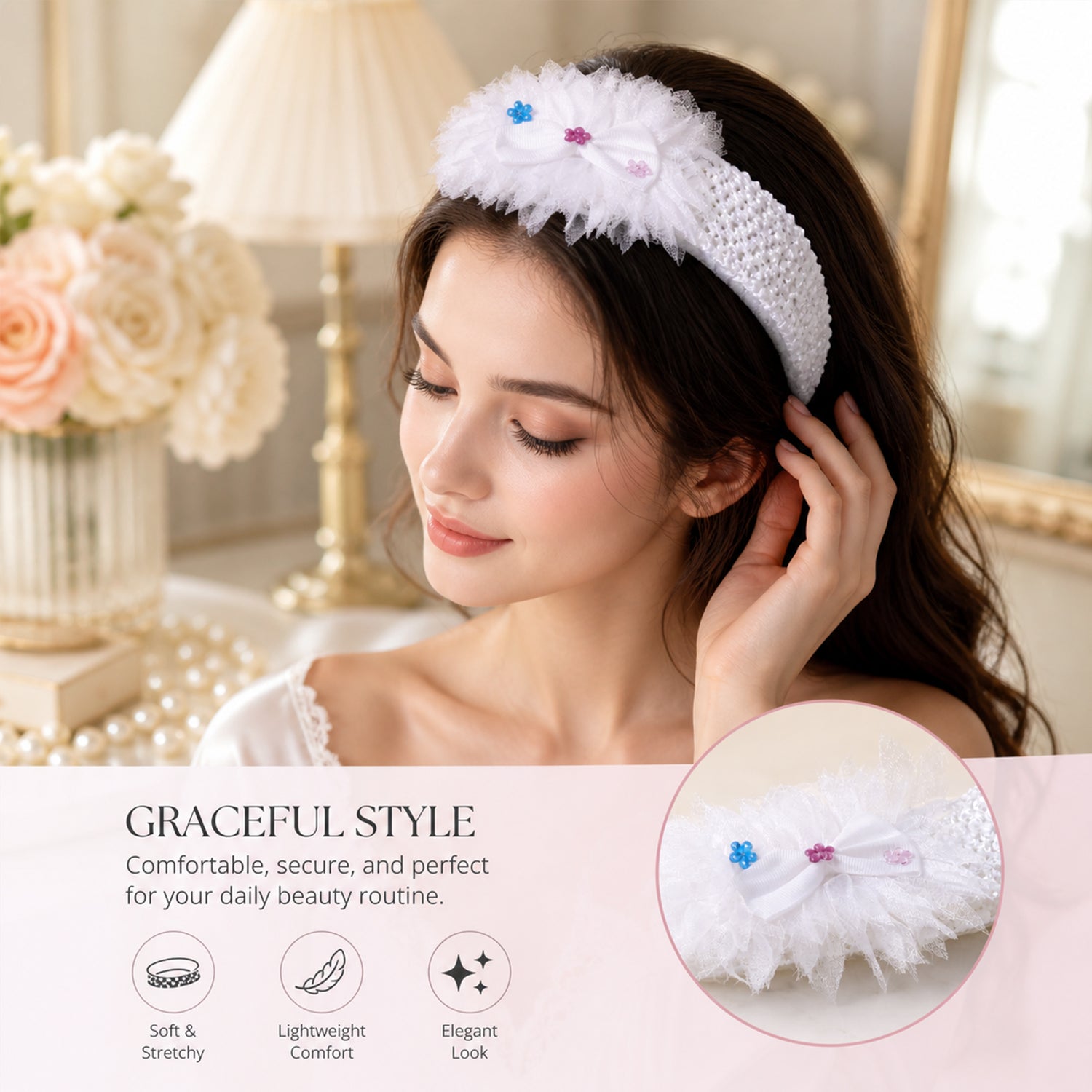 Cute Soft Elastic Floral Baby Headband Stylish Stretchable Hair Band (1 Pc)