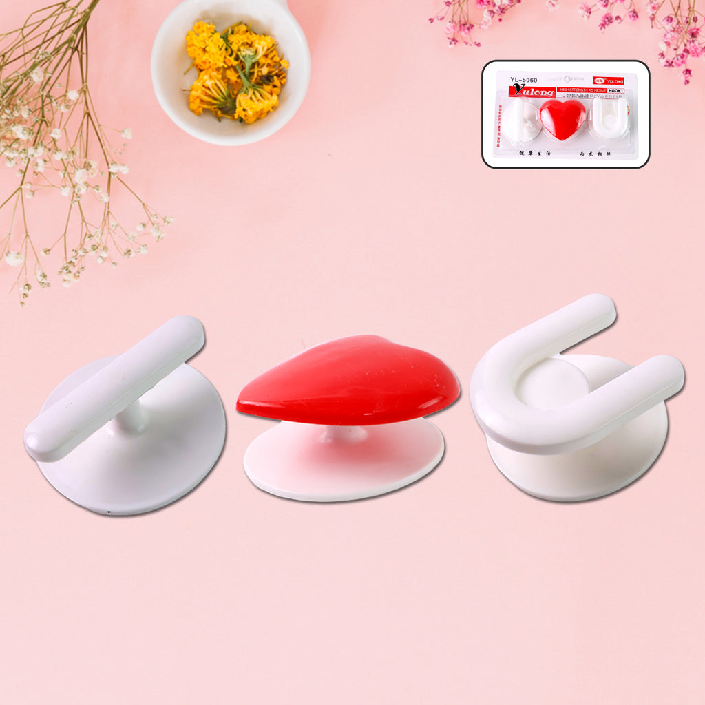Adhesive Wall Hook Set  For Kitchen Bathroom  Home (3pc)