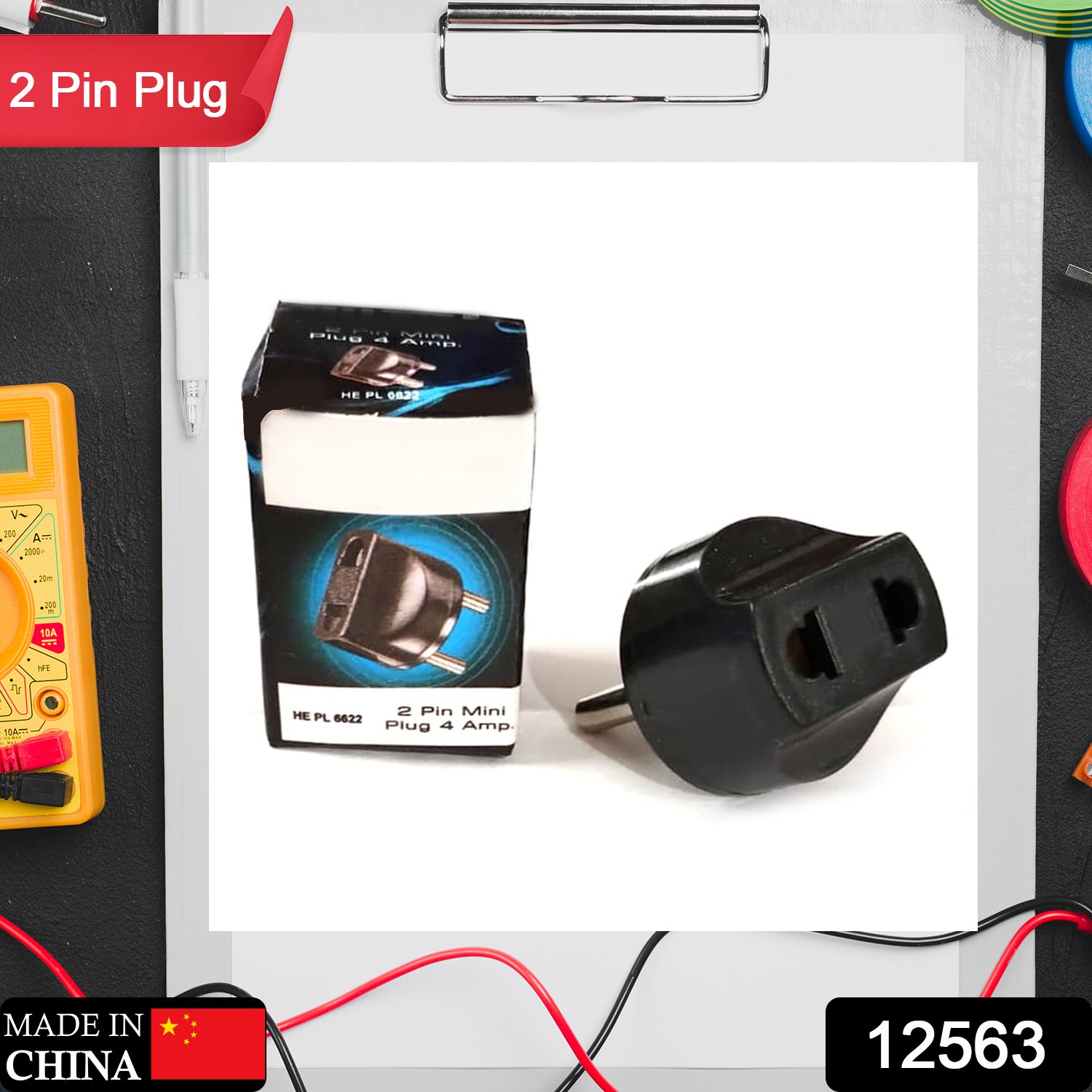 12563 2 Pin 4 Amp. Conversion Electrical Connector Plug 2 Pin Plug Converter Plug Adapter With Color Box (1 Pc )
