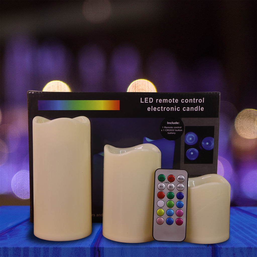 Premium 3 Piece Led Flameless Candle Set With Remote Control