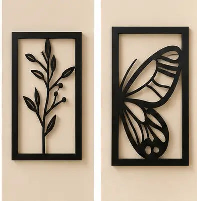 Wooden Wall Decor Set (Pack of 6) | Modern MDF Wall Hanging Art for Living Room, Bedroom & Home Decoration