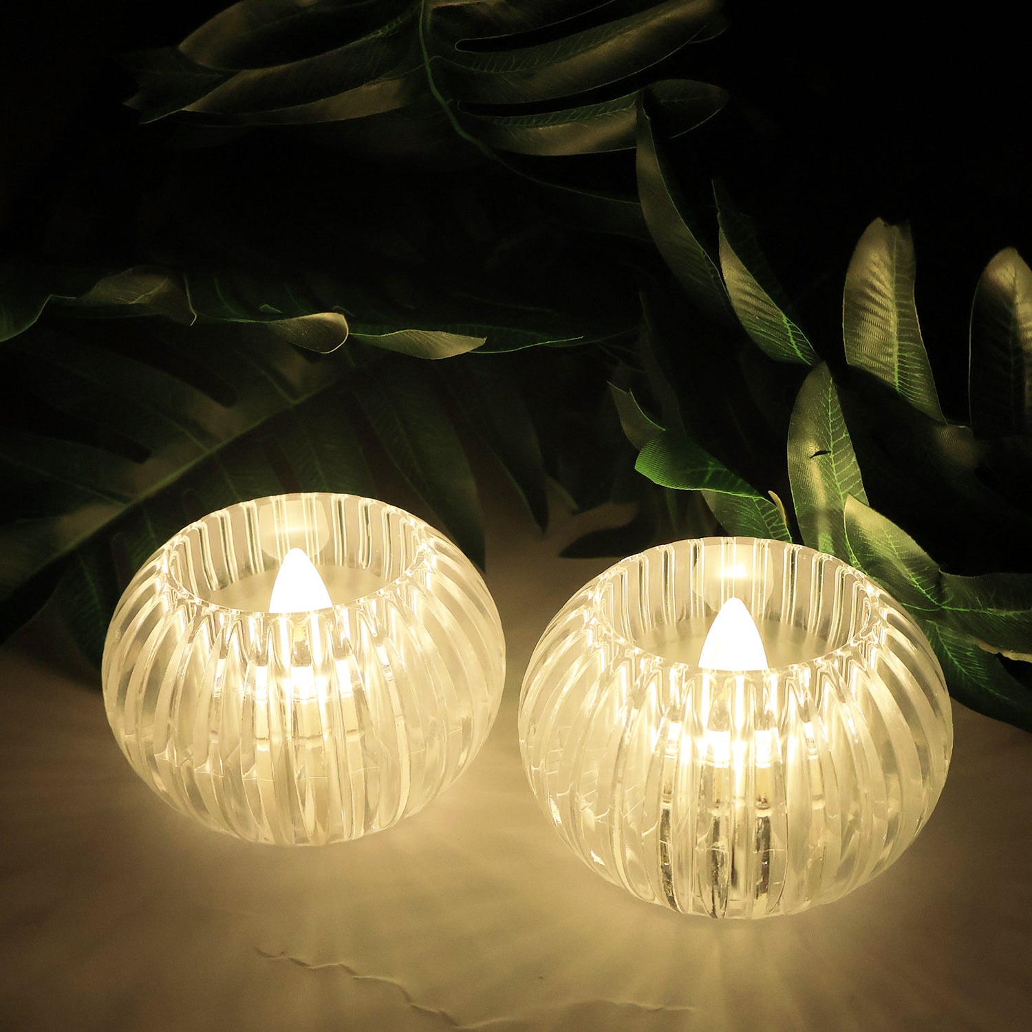 Set Of 12 Led Crystal-effect Flameless Smokeless Decorative Candles