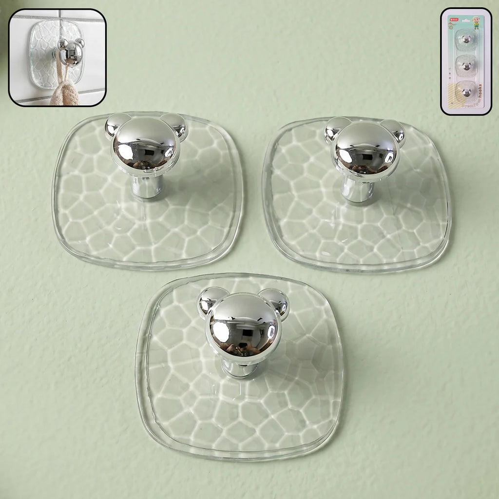 All-plastic Adhesive Wall Hooks - Strong No Damage Easy To Install (3 Pc Set)