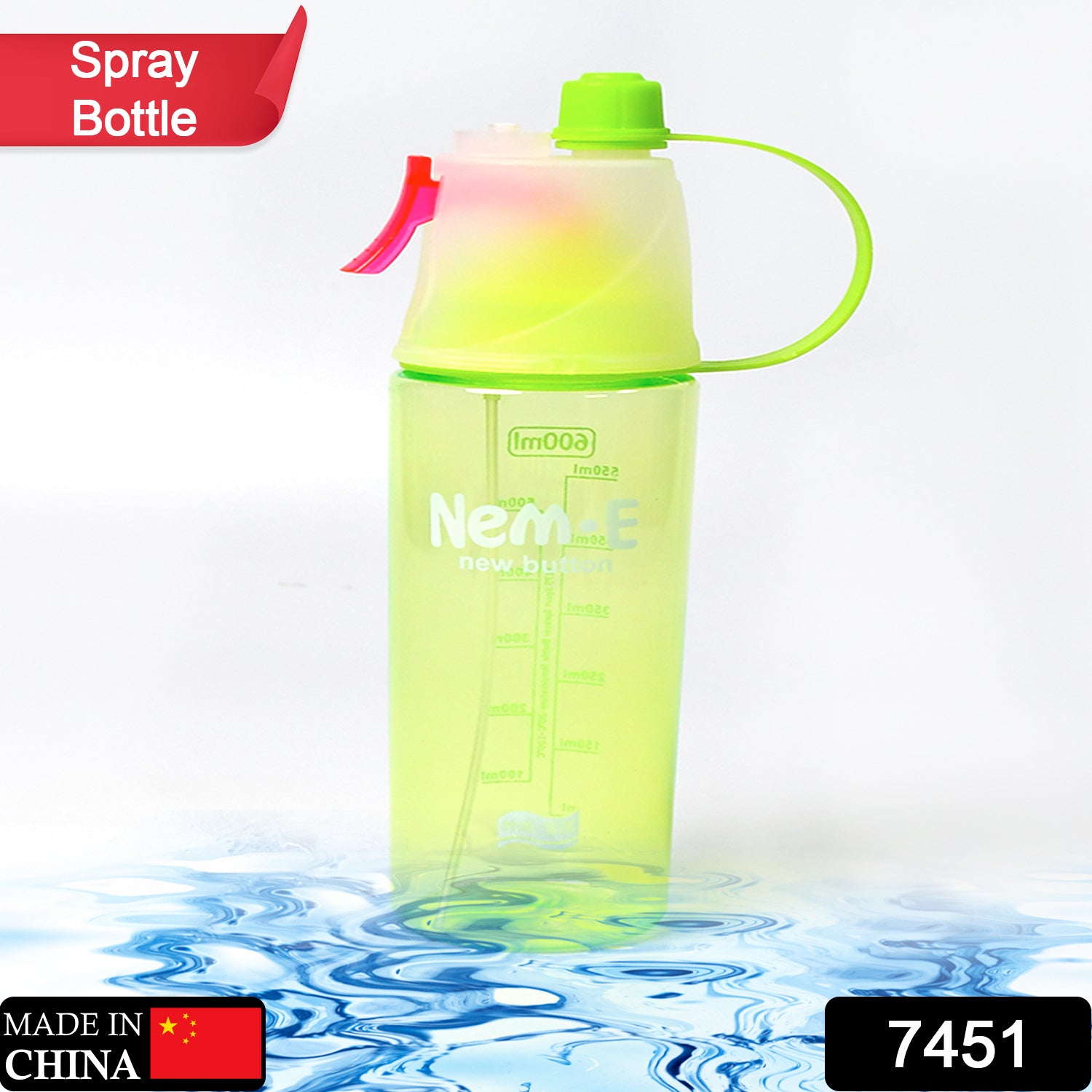 7451 Spray Water Bottle For Drinking Sports Water Bottle Cycling Bpa Free 600ml For Gym Cycling Running Yoga Climbing Hiking Mountaineering