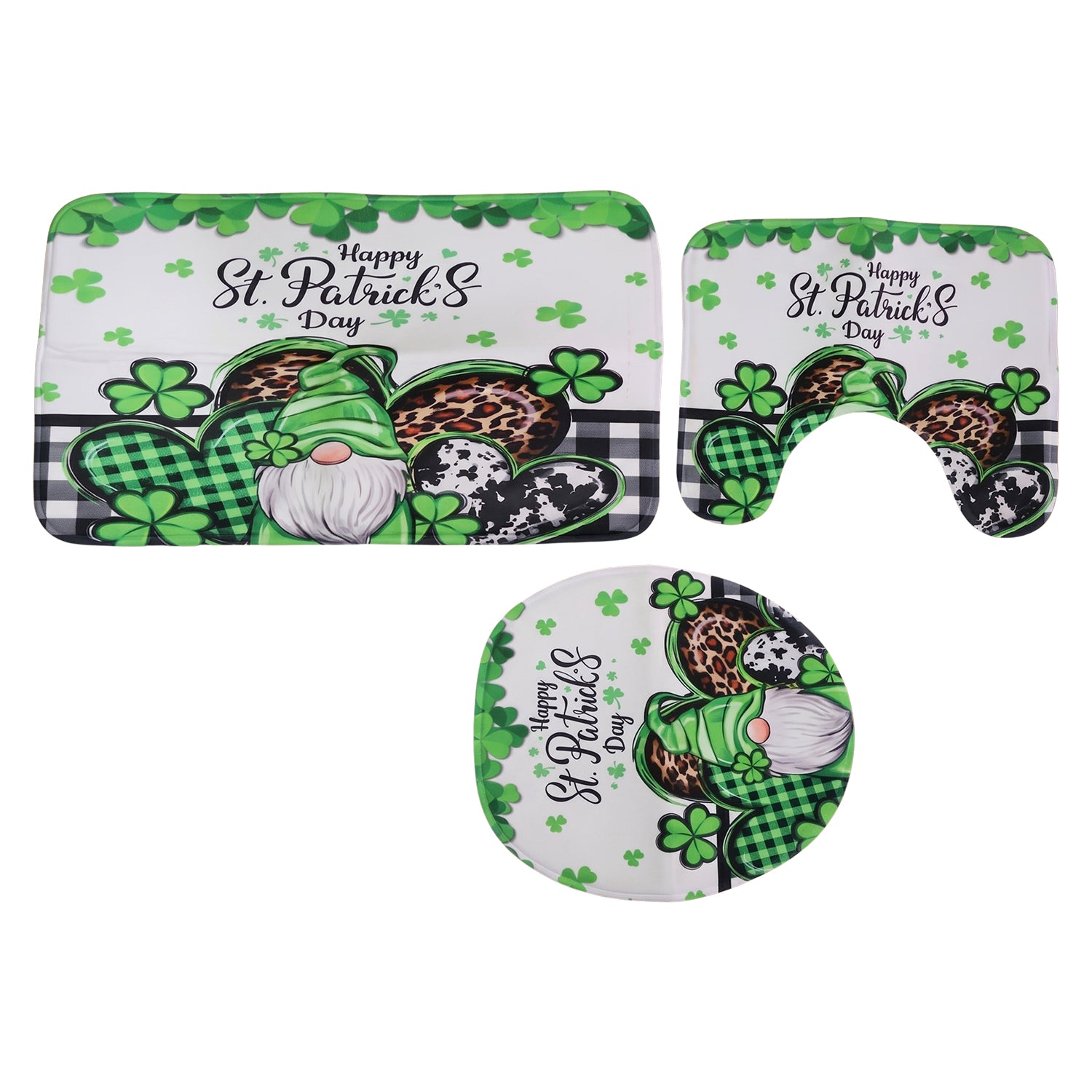 3 In 1 Bathroom Mat Set (1 Set Mix Design)