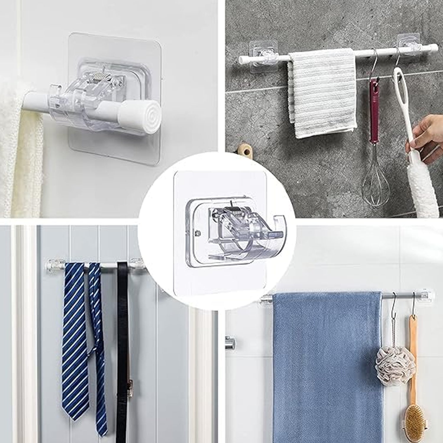 Transparent Spring Clip Adhesive Wall Holder Hook (1 Pc)