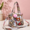 Women's Printed PU Leather Handbag – Stylish Shoulder & Crossbody Tote Bag with Adjustable Sling
