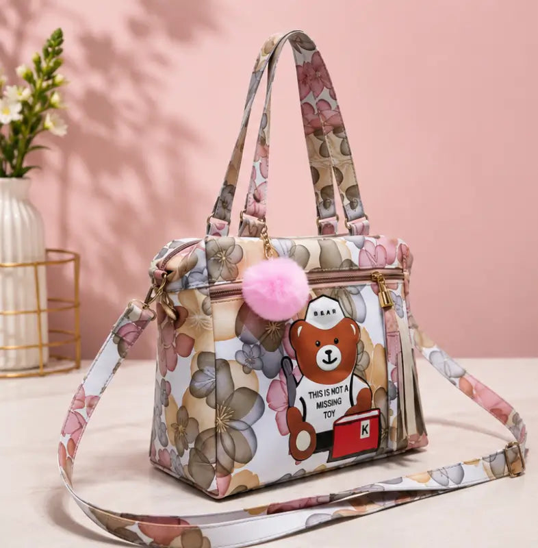 Women's Printed PU Leather Handbag – Stylish Shoulder & Crossbody Tote Bag with Adjustable Sling