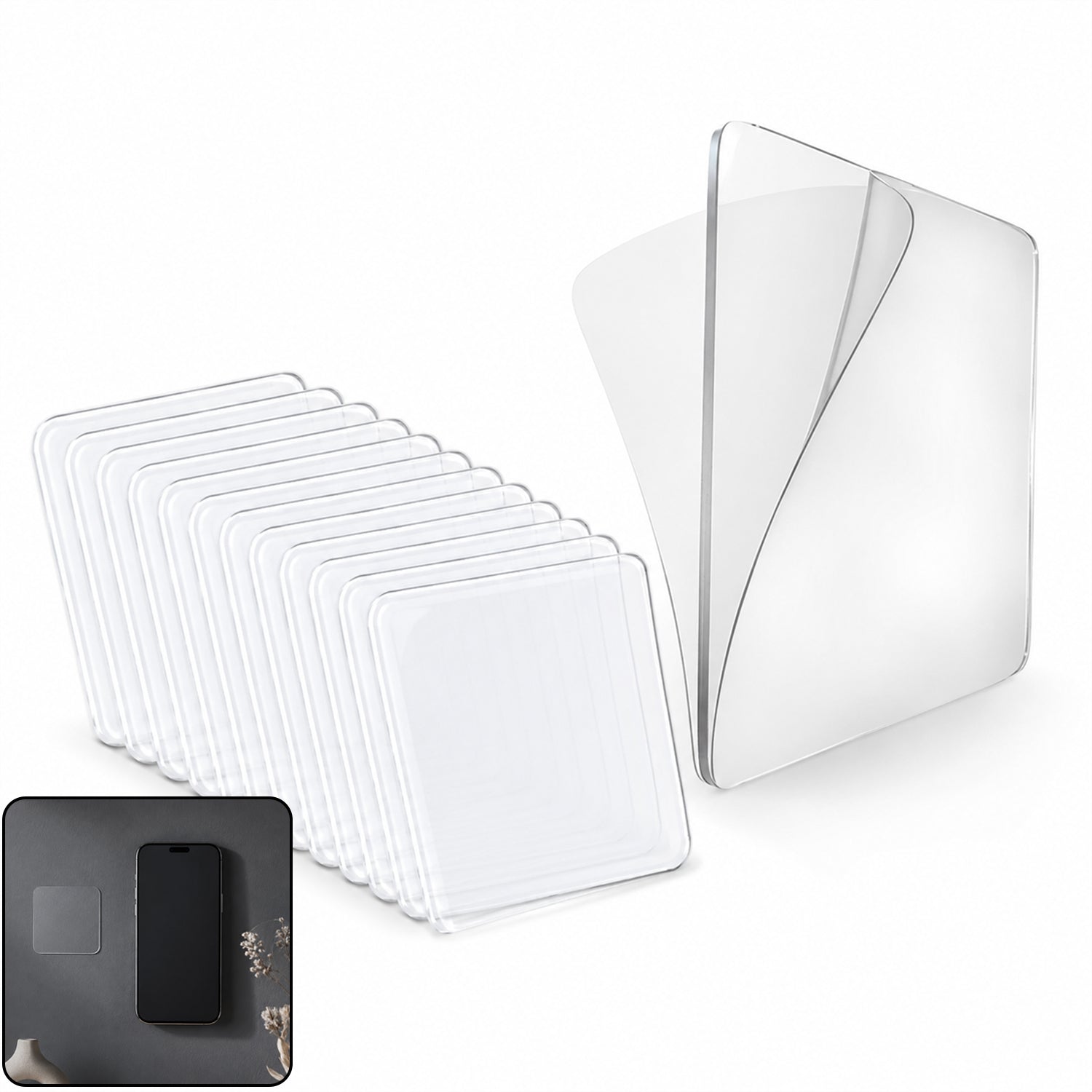 Double Side Sticker Transparent Nano Adhesive Wall Mounting Tape (48x48mm 80 Pc)