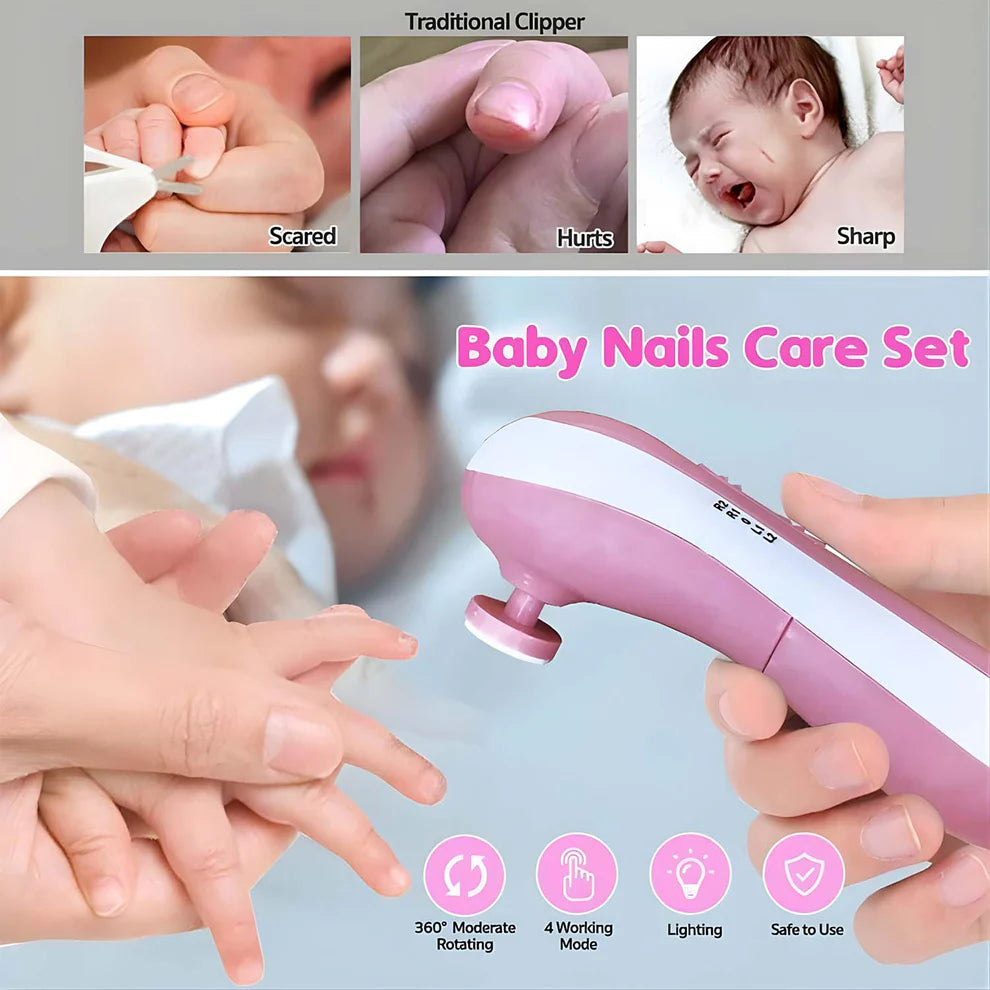 Electric Baby Nail Trimmer With Grinding Heads For Newborn Infant And Toddler - 1223