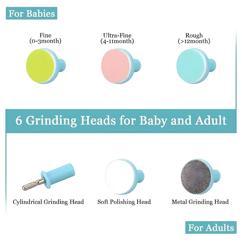 Electric Baby Nail Trimmer With Grinding Heads For Newborn Infant And Toddler - 1223