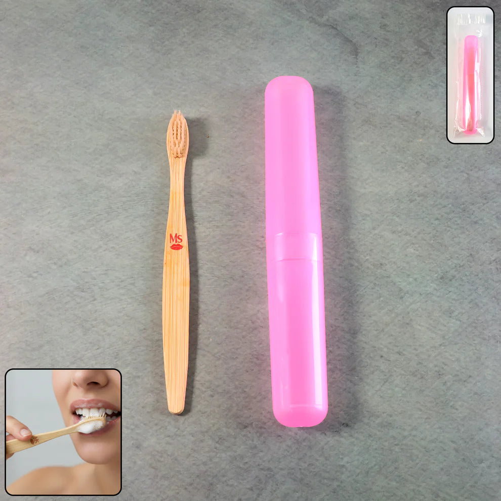 2 In 1 Soft Toothbrush And Tongue With Toothbrush Cover Cleaner Scraper For Men And Women Kids Adults Plastic Toothbrush Cover  Case  Holder (1 Pc) - 12721