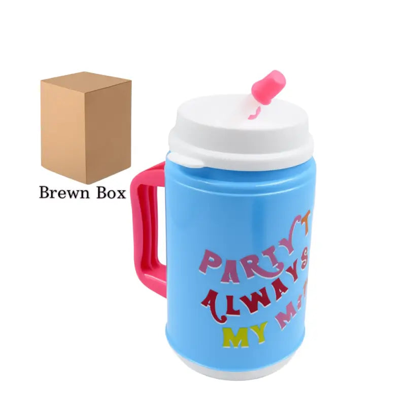 Insulated Mug with Lid Handle Flexible Straw with Cap (709 ML)