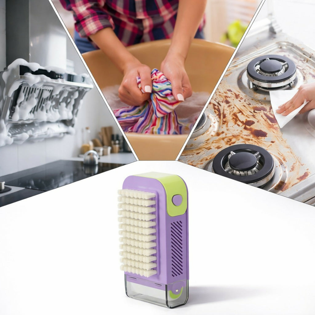 Liquid Dispensing Cleaning Brush with Built-In Soap Dispenser for Home Use (Color may vary)