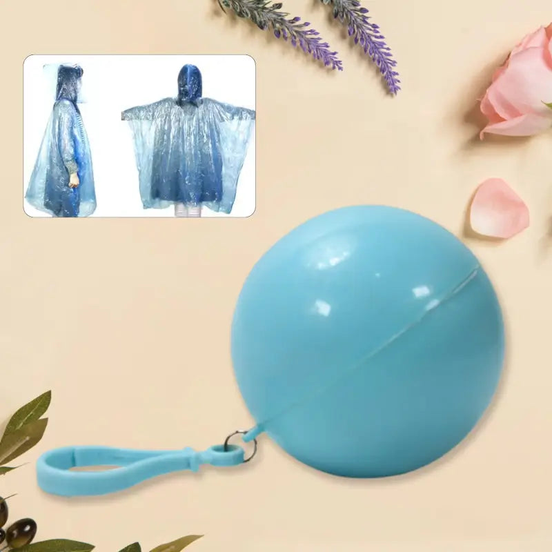 Disposable Raincoat for Kids with Hood and Attachable Round Case, Clear Plastic Raincoats for Emergency, Girls, Boys Disposable Emergency Ball Raincoat For Traveling and Outdoor Activities (1