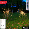 Solar Powered Warm White Starburst Firework Garden Light Set (2 Pc  120 Led)