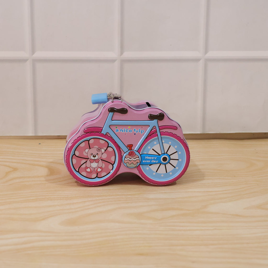 Bicycle Shape Piggy Bank With Lock  Key 1 Pc