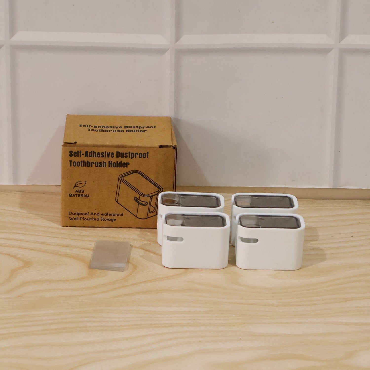 Self Adhesive Dustproof Toothbrush Holder  Space-saving Wall Mount