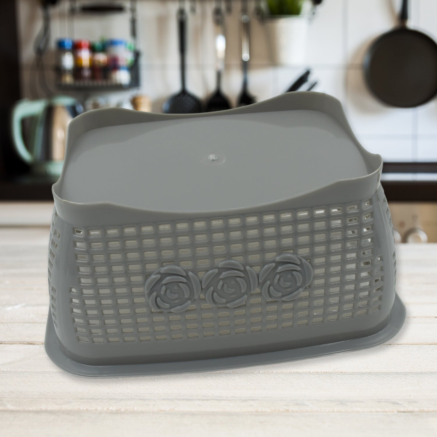 5546 Multipurposes Plastic Basket Organizer For Kitchen Countertop Cabinet Bathroom With Lid Plastic Storage Basket For Store Fruits Vegetables Magazines Cosmetics Stationary (1 Pc  Mix Color )